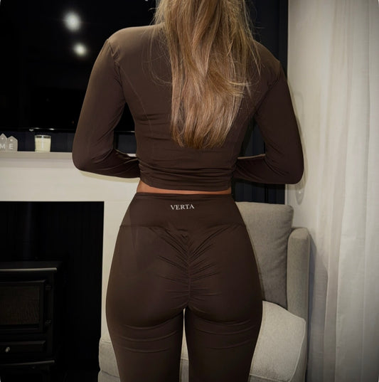Contour Brown Scrunched Leggings